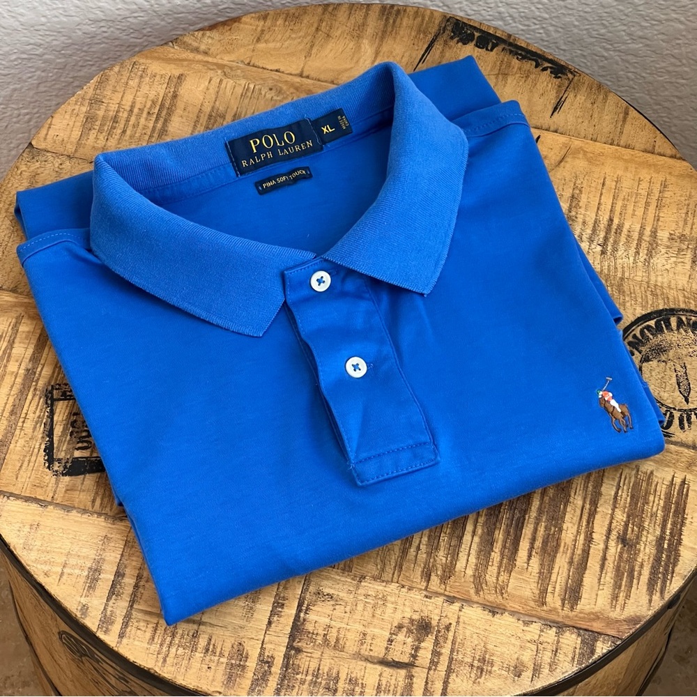 Polo Ralph Lauren Pima Soft Touch Shirt Blue Polo Classic Vintage XL